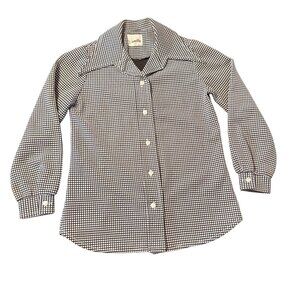 Vintage Hamilton 8 Women's button Shirt Black White Checkered Mod 60s USA Sz 8‎